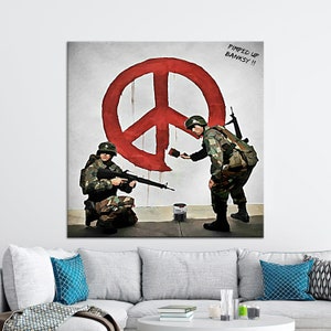 Wall Decor, Large Canvas, Wall Art, Banksy Two Solider Painting, Abstract Art, Graffiti Canvas, Banksy Wall Art, Banksy Solider Canvas Art,