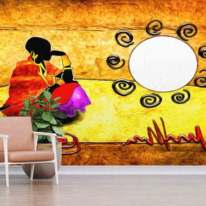 African Woman Painting,Custom Wall Paper,Modern Wall Paper,Paper Wall ArtDesert Landscape Wallpaper,African woman Mural,