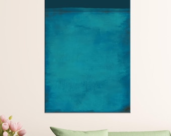 Mark Rothko Inspired Abstract Color Field Painting: Minimalist Turquoise Wall Art