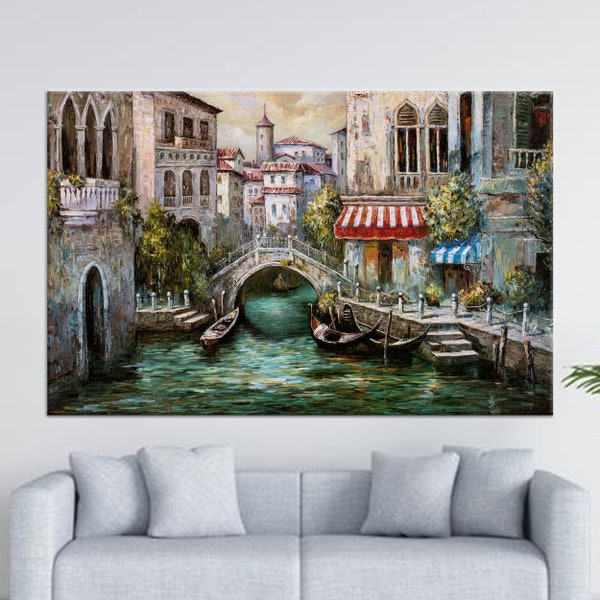 3D Wall Art, Canvas Gift, Wall Art Canvas, Venetië Italië, Grand Canal Landschap Canvas Poster, Italië Canvas, Landschap Canvas Decor,