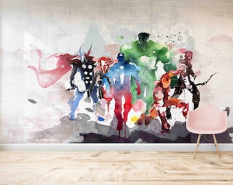 Avengers Watercolor Peel and Stick Wallpaper - Kids Room Decor