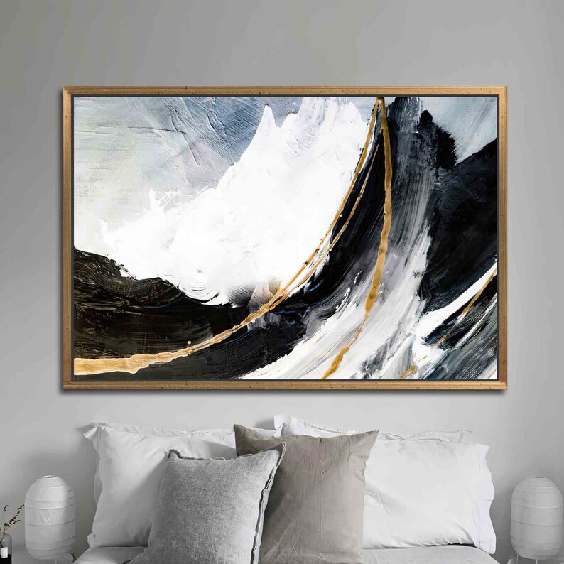 Black and Gold Abstract Canvas Print: Modern Alcohol Ink Wall Art - Etsy