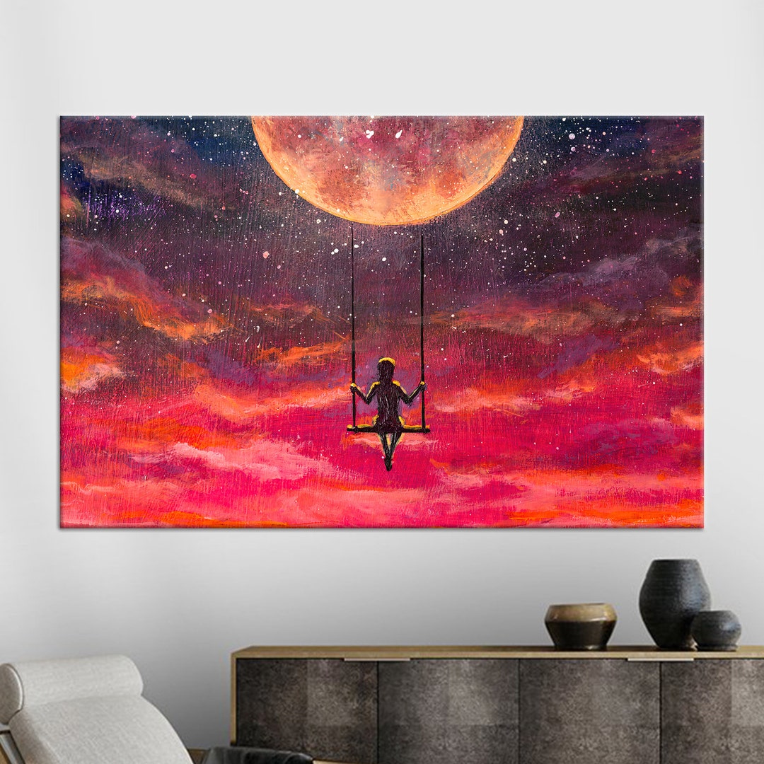 Wall Art, Wall Decor, Canvas Home Decor, Girl Swinging on A Swing on ...
