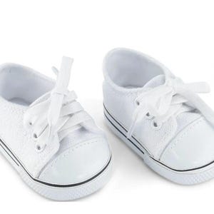 White Canvas 18 Inch Doll Sneakers