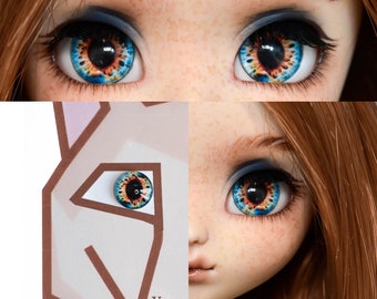 Eyechips bleu vert orange Reptile Pullip