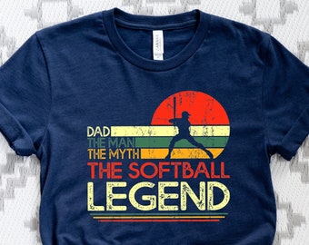 T-shirt pour papa Légende du softball, cadeau pour la fête des pères