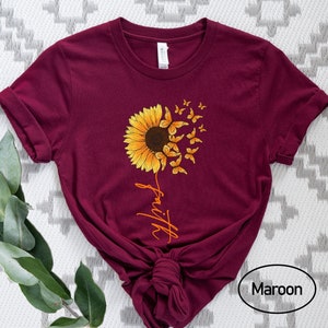 Sunflower Faith Shirt, Faith Gift Shirt, Sunflower Butterfly Shirt, Butterfly Faith Shirt, Religious Gifts Tee, Sunflower Graphic Tees