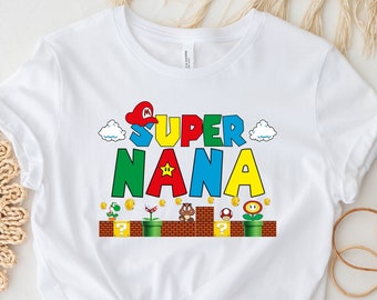 Super Nana T-Shirt: Mario Style Grandma Gift Tee