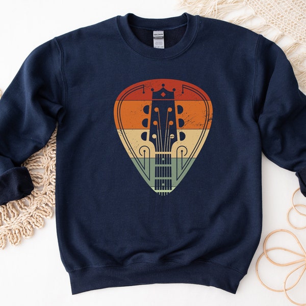 Guitar Sweatshirt, Guitar Pics Shirt, Retro Guitar Long Sleeve, Music Graphic Unisex, Guitar Player Hoodie, Musician Gift Tee, Guitar Lover