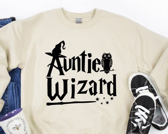 Auntie Wizard Sweatshirt, Mommy Wizard Sweatshirt, Funny Custom Wizard Sweatshirt, Mother's Gift Sweater, Gift for Auntie Sweater