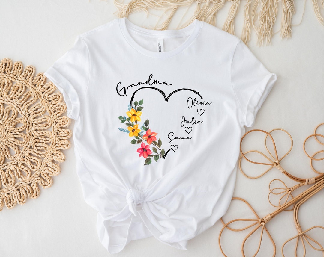 Custom Mom Grandma Tshrt,personalzed Grandma Heart Shrt,nana Shrt
