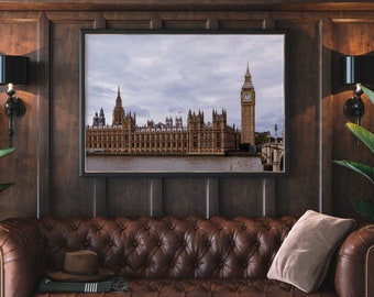 London Big Ben Print, London Wall Art Poster, Big Ben Tower, England UK Landmarks Architecture Photo Gallery, Printable Wall Art, Travel Art