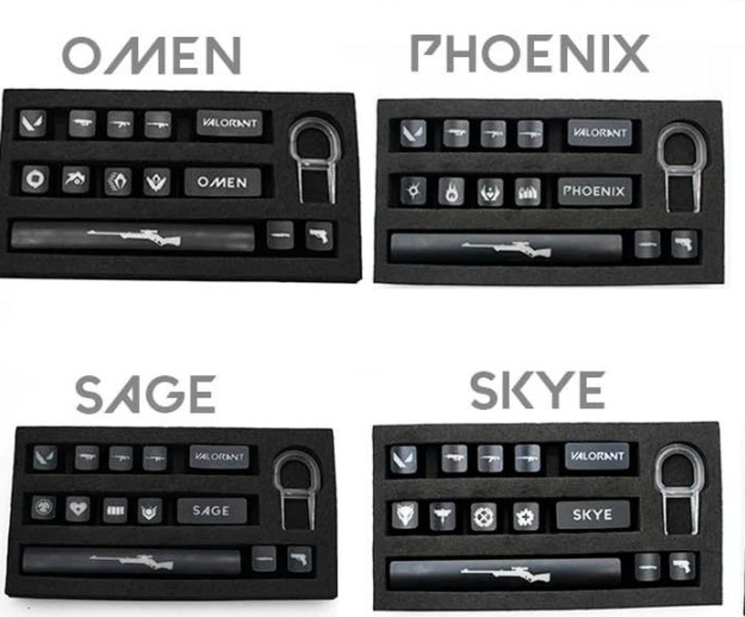 Valorant Agents Laser Engraving Keycap Set Backlit OEM Profile Keycaps Artisan Keycaps Shooting
