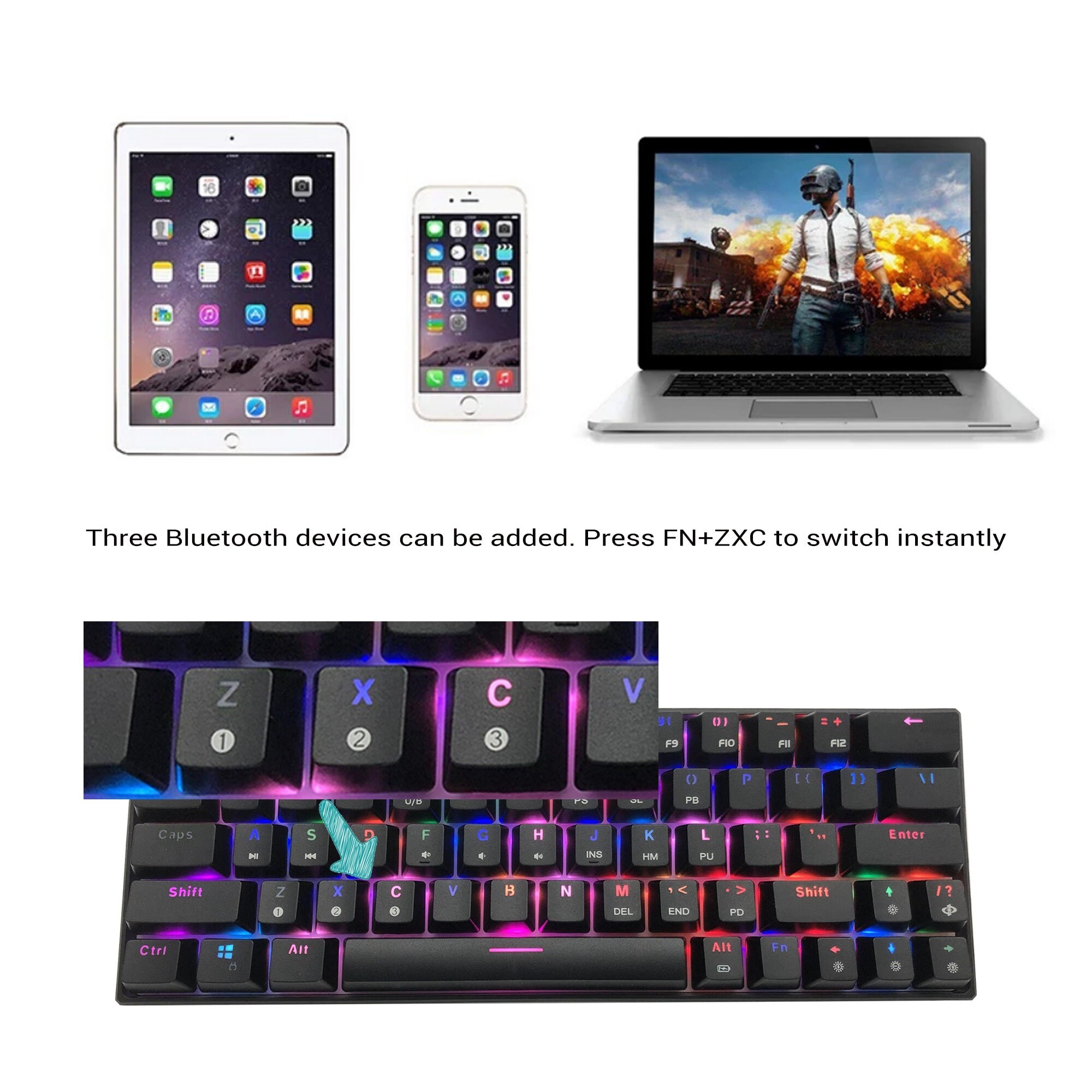 Full 63 Key Wireless Keyboard Wired and Wireless Duo Mode Etsy