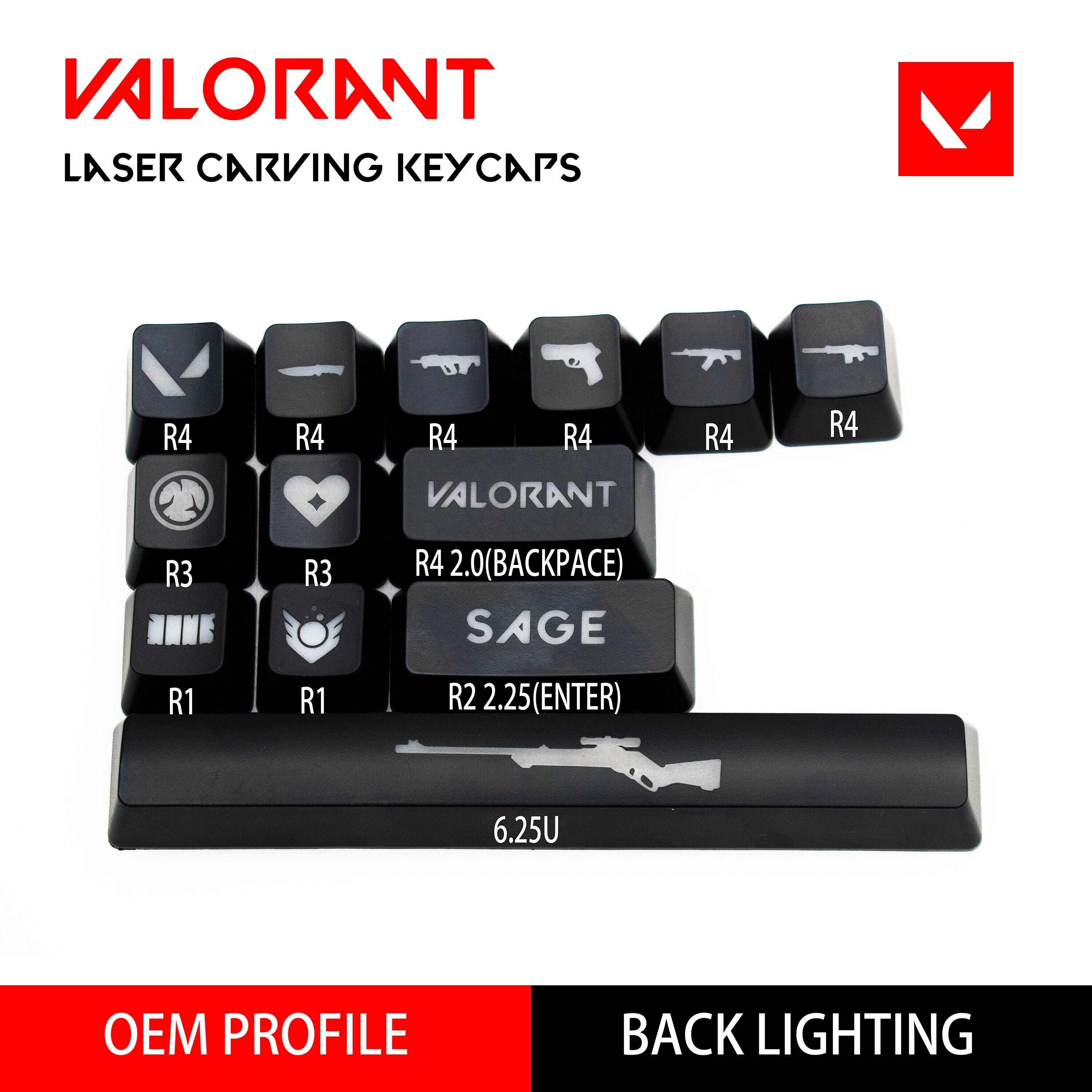 Valorant Agents Laser Engraving Keycap Set Backlit OEM Etsy