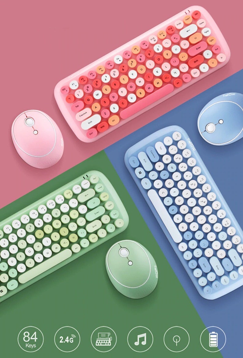 Jelly Candy Wireless Keyboard Mouse Set Cute Office Etsy