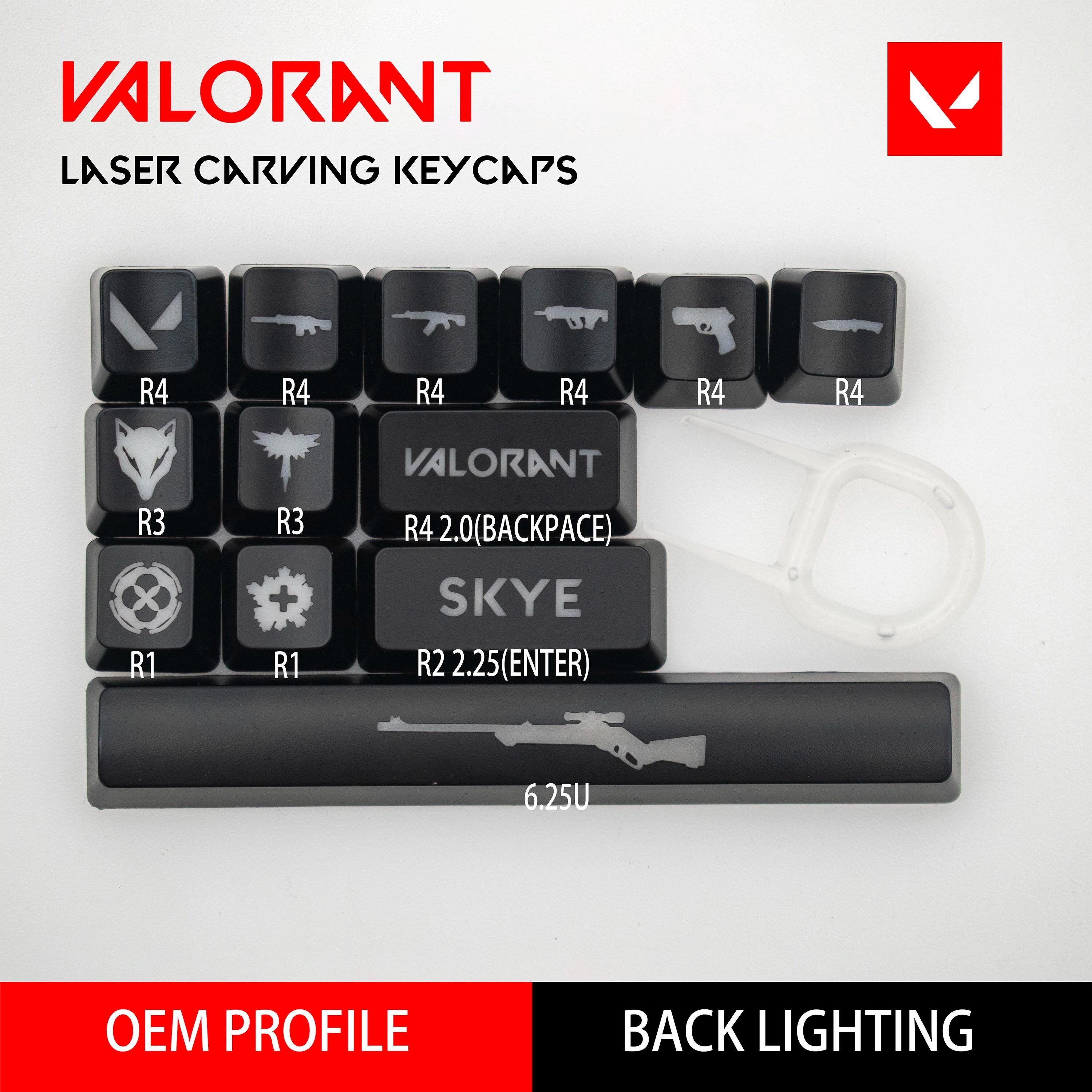 Valorant Agents Laser Engraving Keycap Set Backlit OEM Etsy