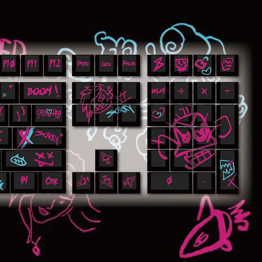 Arcane Jinx Pow Pow 123 Keys DYESUB Keycaps Set Cherry Profile MX Switch Keycaps Artisan