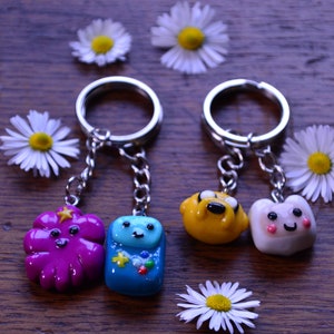 Adventure time keychain - handmade fimo / bmo princess lumpy space finn jake - diy handmade geek present epoxy protection b y Maralechat