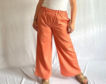 Peach Wide Leg Trousers | Culottes | Vintage Pants | Thrifted Fabric | Handmade | Slow Fashion