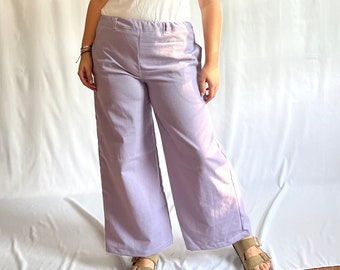 Lavender Wide Leg Trousers | Culottes | Vintage Pants | Thrifted Fabric | Handmade | Slow Fashion