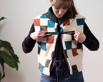 Reversible Patchwork Vest | Quilted | Vintage | Handmade | Zero-Waste | S/M