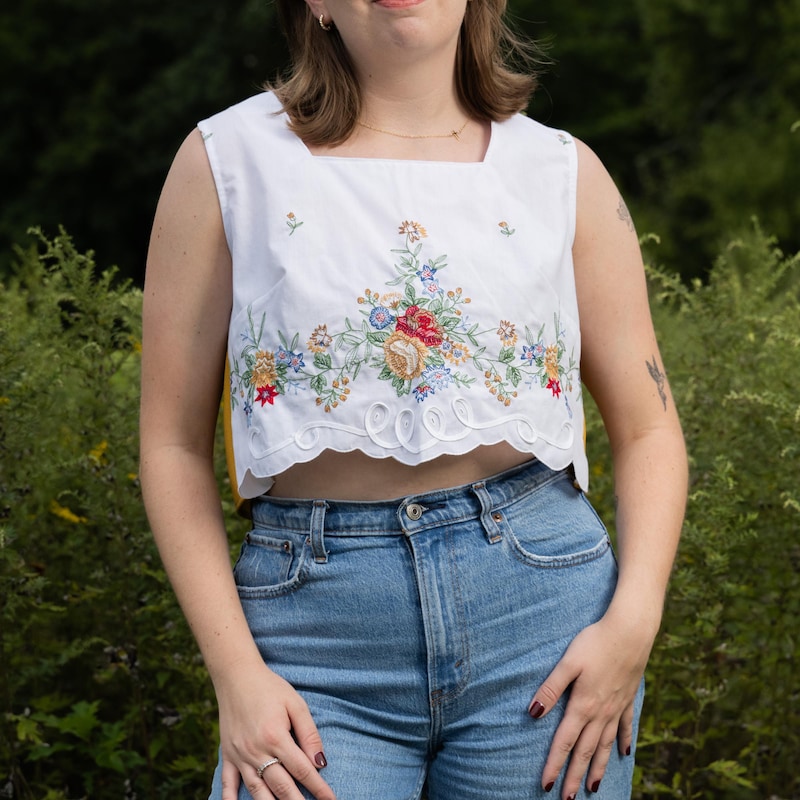 RIA GIRL'S COTTON CROP TOP - VINTAGE FLORAL