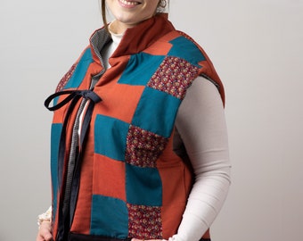 Reversible Patchwork Vest | Quilted | Vintage | Handmade | Zero-Waste | L/XL