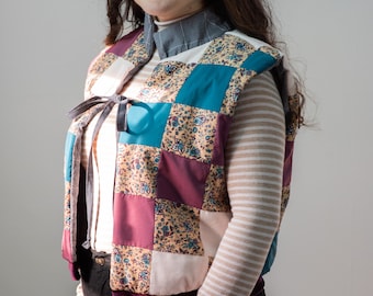 Reversible Patchwork Vest | Quilted | Vintage | Handmade | Zero-Waste | M/L