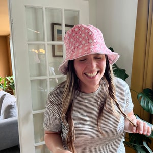 Kantha Sun Hat Pink Purple S-M Reversible Blue Denim Lace Flower Handmade KS14. Easter Bonnet Diy,pink Summer Flower Hat,kids Easter Hat  main image 4