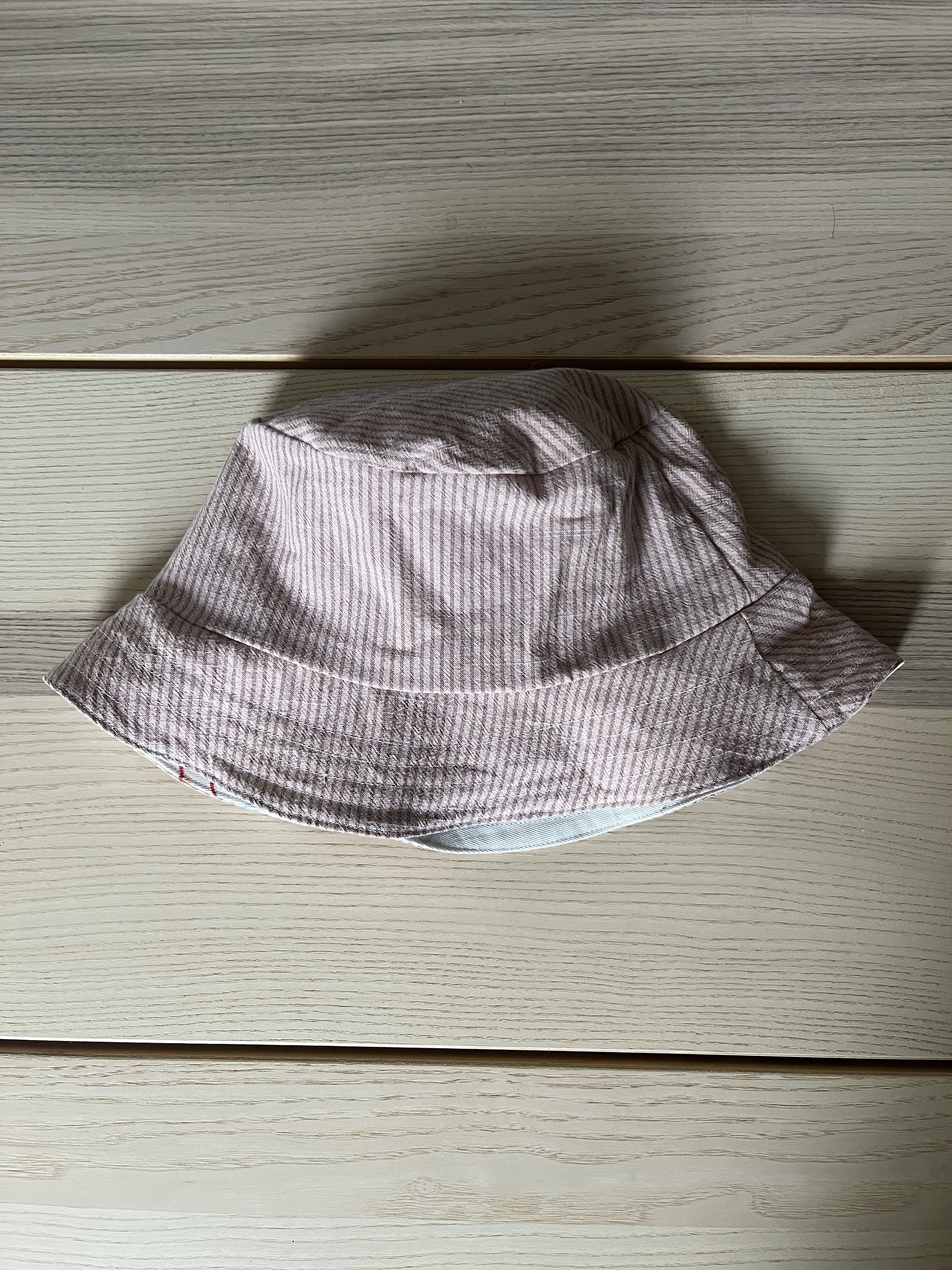 Upcycled Bucket Hat | Reversible | White With Pink Flowers + 