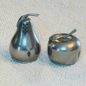 Vintage Web Pewter Apple and Pear Salt and Pepper Shakers