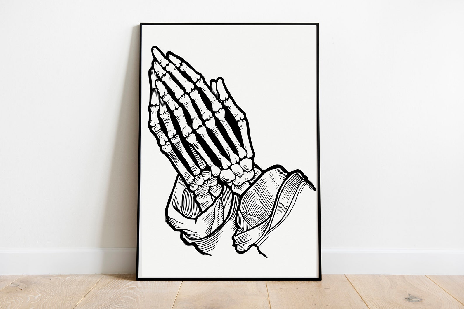 Skeleton Hands PRINTABLE Art, Modern Wall Art Print, Black and White Photography, Living Room ...
