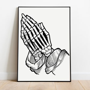 Skeleton Hands PRINTABLE Art Modern Wall Art Print Black and - Etsy