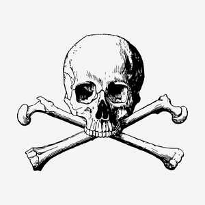Skull and Bones PRINTABLE Art, Modern Wall Art Print, Black and White Photography, Living Room Art, Gothic Print, DOWNLOADABLE PRINT