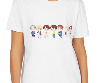 Camiseta infantil TinyTAN de BTS, camiseta de Kpop con personajes de dibujos animados, camiseta para jóvenes fans del ejército.