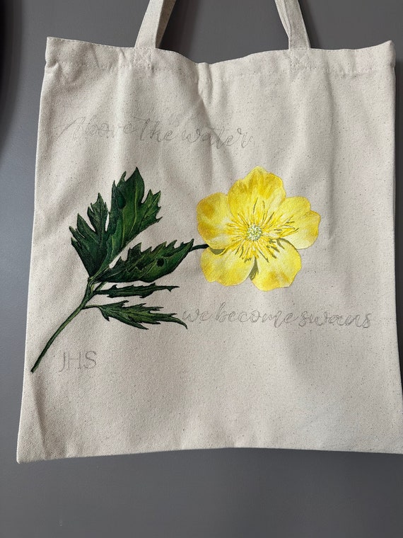 BTS J-Hope Custom Hand Painted Tote Bag BTS Korean Birthflower Personalized Lyric Hope World Tote Jung Hoseok/J-Hope/Jhope