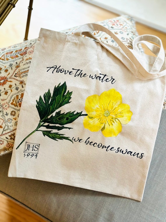 BTS J-Hope Custom Hand Painted Tote Bag BTS Korean Birthflower Personalized Lyric Hope World Tote Jung Hoseok/J-Hope/Jhope