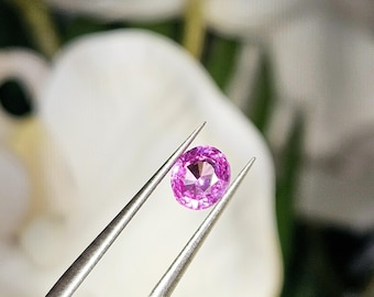 Naturlig lös safir, ouppvärmd rosa safir ädelsten, Ceylon safir för förlovningsring, personliga smycken, 1 karat oval formad