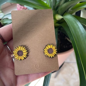 Hand Painted sunflower stud earrings