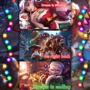 ANIMATED League of Legends Christmas Twitch and Youtube Overlay -9 scenes, 3 for each of them - Jinx, Braum and Tristana -Start, BRB and End