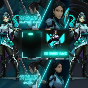 ANIMATED Valorant Sage Twitch and Youtube Overlay Pack - 3 Scenes- Start, BRB, End Scenes