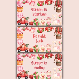 ANIMATED Cute Pink Cozy Christmas Twitch and Youtube Overlay - 3 Scenes - Starting, BRB and Ending + Matching Webcam Border