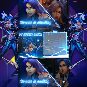 ANIMATED Valorant Neon Twitch and Youtube Overlay Pack - 3 Scenes- Start, BRB, End Scenes