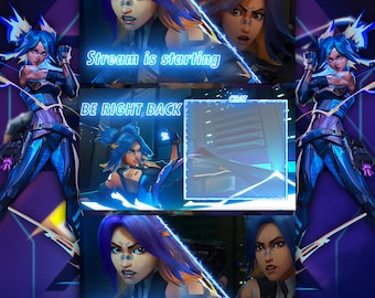 ANIMATED Valorant Neon Twitch and Youtube Overlay Pack - 3 Scenes- Start, BRB, End Scenes