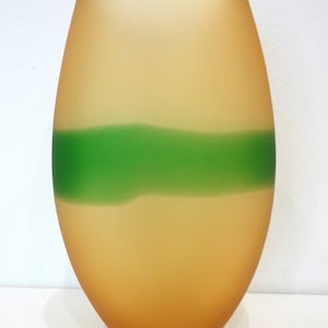 Amber-Green Murano Glass Satin Vase