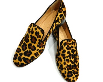 Leopard - print Leather Loafers Made in Italy