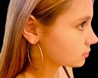 Oversized Gold hoop quality earrings 8cm and 6cm on sale