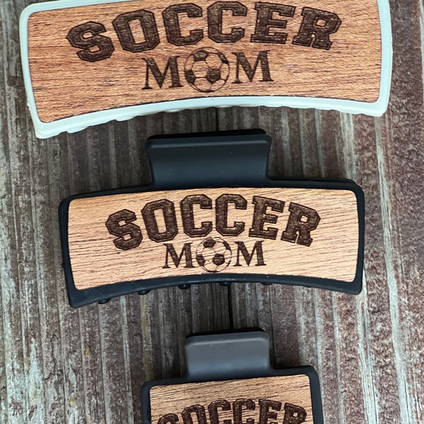 Mom Soccer Print Hair Clip SVG and PDF File for Laser Cutters, Small, Medium, and Large Claw Hair Clip Design for Laser, Glowforge, Soccer