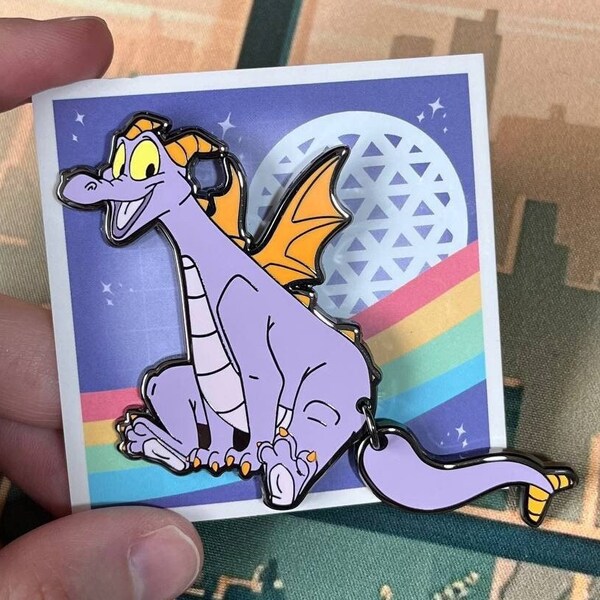 Imagination Dragon Enamel Pin with Waggle Tail